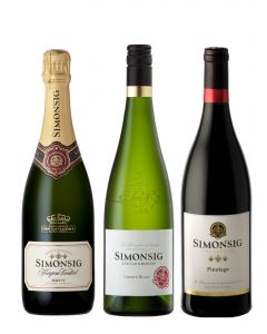 Simonsig Kaapse Vonkel Brut, Chenin Blanc, and Pinotage Stellenbosch, South Africa (3 bottles)